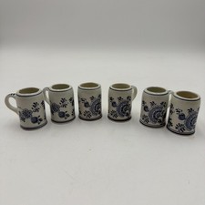 Vintage Lot of 8 Blue &White Delft Hand Painted Holland Mini Mug/Toothpick/Trink picture