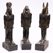 3 Egyptian Antiques Goddesses Statues Anubis Sekhmet Thoth Ancient Egypt Stone picture