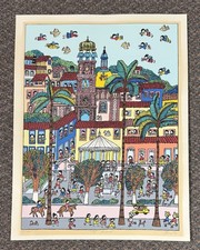 Vtg Manuel Lepe Macedo Signed EL KIOSKO Puerta Vallarta Flying Angels Art Print picture