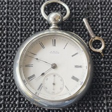 1882 Waltham PS Bartlett Mod 1877 18s 11j Pocket Watch Silver Case Key Wind Runs picture