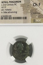 Mysia Pergamum AE19 NGC Ch F 2nd Century BC Athena Nike picture