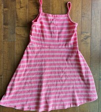 Hanna Andersson Cotton Ribbed Pink Stripe Dress Excellent 150 Size 12 Girls picture