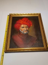 Original Oil Canvas Man's Profile Vtg OOAK Painting Artist Signed De Simone Rare picture