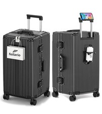 Super Large Aluminum Frame Checked Luggage Removable Wheels Zipperless picture