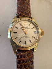 TUDOR Princess Oysterdate Swiss Made Self-Winding Date Gold Plated Brown Leather picture