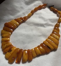 Art Deco 1930s Baltic Egg Yolk Butterscotch Amber Necklace 51.9 grams  **Read** picture
