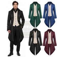 Men's Victorian Tailcoat Steampunk Gothic Costume Jacket Bow Tie S-3XL  picture