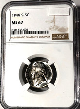 1948-S  Jefferson Nickel NGC MS 67 SUPERB GEM ++ UNCIRCULATED EXQUISITE BLUING picture