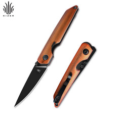 Kizer Shot Drop Point Folding Pocket Knife 154CM Blade Aluminium Brown Handle picture
