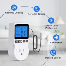 Digital Thermostat Outlet Plug Temperature Controller Heating Cooling with Probe picture
