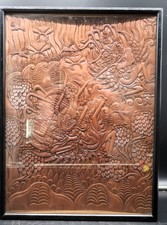 Vtg Balinese Hand Carved Wood Relief Panel Art Ramayana Jatayu Ravana Sculpture picture