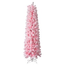 7.5 FT Snow Flocked Hinged Christmas Tree, Artificial Pencil Christmas Tree picture