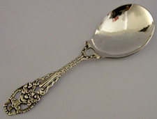 LARGE 80g DAVID ANDERSEN ARTS & CRAFTS SOLID SILVER SERVING SPOON c1900 NORWAY picture