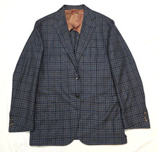 NWOT Luciano Barbera 100% CASHMERE Blazer Men US 42 EU 54 Blue Rust Brown CHECK picture