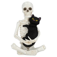 Skeleton and Cat Decoration, Black and White, 7