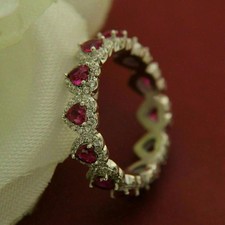 2.12 Ct Heart Cut Natural Pink Ruby & Diamond Wedding Ring 14K White Gold picture