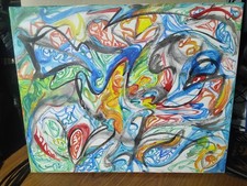 Original Abstract Loose Painting by Alvin Salinas Acrylic And Ink On Canvas picture