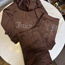 Juicy Couture y2k Brown Sugar velour rhinestone bling tracksuit size Small New picture
