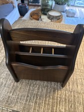 ￼ Vintage Wood Utensil/Napkin Caddy Holder picture