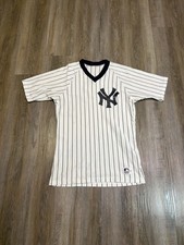 VTG 80s Sand-Knit New York Yankees V-Neck Pinstripe Jersey Shirt Mens L  M In US picture