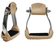 Showman Aluminum Sure Grip Stirrups w/ Leather Wrap picture
