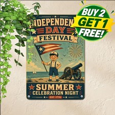 vintage july metal sign american patriotic wall decor picture