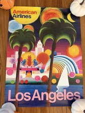 VINTAGE AMERICAN AIRLINES LAS ANGELES TRAVEL POSTER 1972 15x20 picture