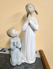 Lladró Porcelain Religious Figurine Praying Girl & Boy #5060 Signed Spain picture