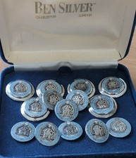 Vintage Ben Silver Sterling Silver Columbia University Custom Blazer Button Set picture