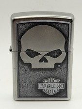 2018 Harley Davidson Silver Skull Bar & Shield Chrome Zippo Lighter New picture