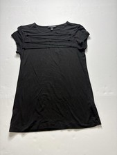 Banana Republic Black Pleated Pintuck Cap Sleeve Tee Size XS picture
