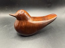 Vintage Hand Carved Solid Mahogany Wood Bird Figurine Barbados Stamped  picture