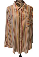 Torrid Ester Multicolored Striped Button-Up Shirt 3x (22-24) Long Sleeve NE picture