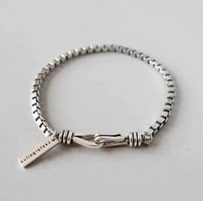 Vintage Thick Box Chain Bracelets Women 925 Sterling Silver Jewelry Gift 7 in picture