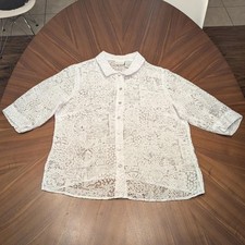 White Stag Blouse Womens White Excellent Lace Abstract Line Drawing 16W W5525171 picture