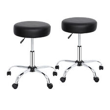 2PCS Adjustable Multi-Purpose Drafting Spa Bar Rolling Stool with Wheels Black picture