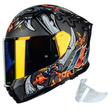 ILM ECE DOT Fiberglass Full Face Motorcycle Lightweight Dual Visor B0CJ4X2JJP picture