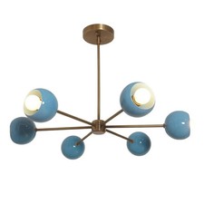 6-Light Brass Sputnik Chandelier Handmade Eyeball Shade Ceiling Light Mid Centur picture