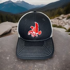 Eastern Washington Swoop Logo in Red White on Black Trucker Hat Cap Snapback picture
