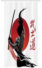 Ambesonne Japanese Stall Shower Curtain Samurai at Practice 36