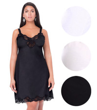 Illusion Women's Nylon Full Slip With Lace Trim Adjustable Straps Plus Size 1112 picture