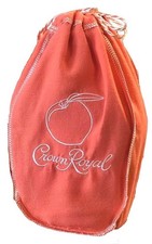 Orange Crown Royal Bag w/ Drawstring & Peach Embroidered ~No Longer Produced~ picture