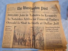 The Washington Post John F Kennedy Assassination 11/25/1963 Complete Newspaper picture