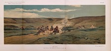 1890 MONTANA - CROW RESERVATION Horse Race LARGE PANORAMIC LITHOGRAPH - Original picture