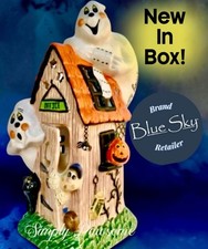 Blue Sky Clayworks HAPPY HAUNTING OUTHOUSE 2026 Halloween Candle Hse NEW IN BOX picture