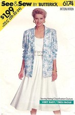 See & Sew Butterick Sewing Pattern 6174 Misses Jacket Top & Skirt Size: 20-22-24 picture