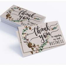 Business Blank Thank You Cards  Qty. 50 Country Cotton Bole Wreath-3.5