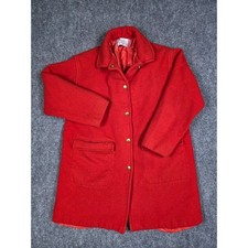Pendleton Knockabouts Wool Coat Womens M Red Quilted Lining Vintage Button Front picture