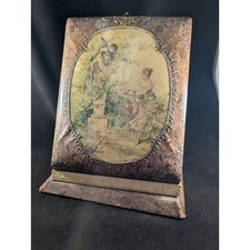 Antique Victorian Celluloid Photo Album Standing Easel Romantic Garden Scene picture