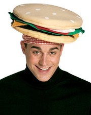FUNNY WILD CHEESEBURGER HAMBURGER BURGER HAT FAST FOOD COSTUME HAT 1902 picture